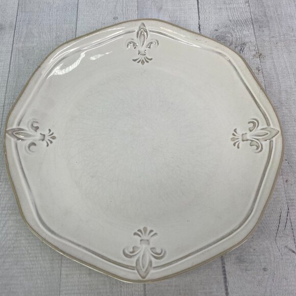 Better Homes & Gardens COUNTRY CREST CREAM  Fleur De Lys Dinner Plates Set 2 - Picture 2 of 14